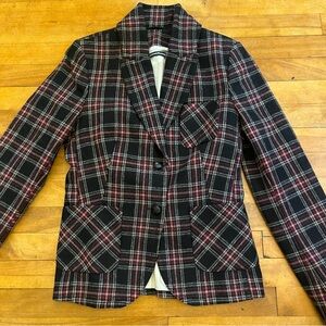 Plaid Women's Blazer - Black and Red